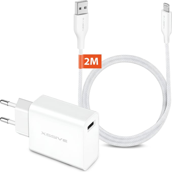 Oplaadsetje - 2 Meter - Geschikt voor iPhone 6 7 8 Plus SE - Inclusief Sterke Oplader Kabel