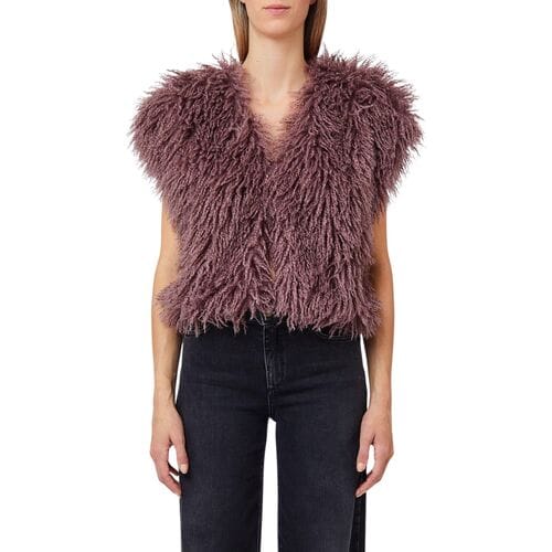 Kort bodywarmer van imitatiebont model 'GILET'
