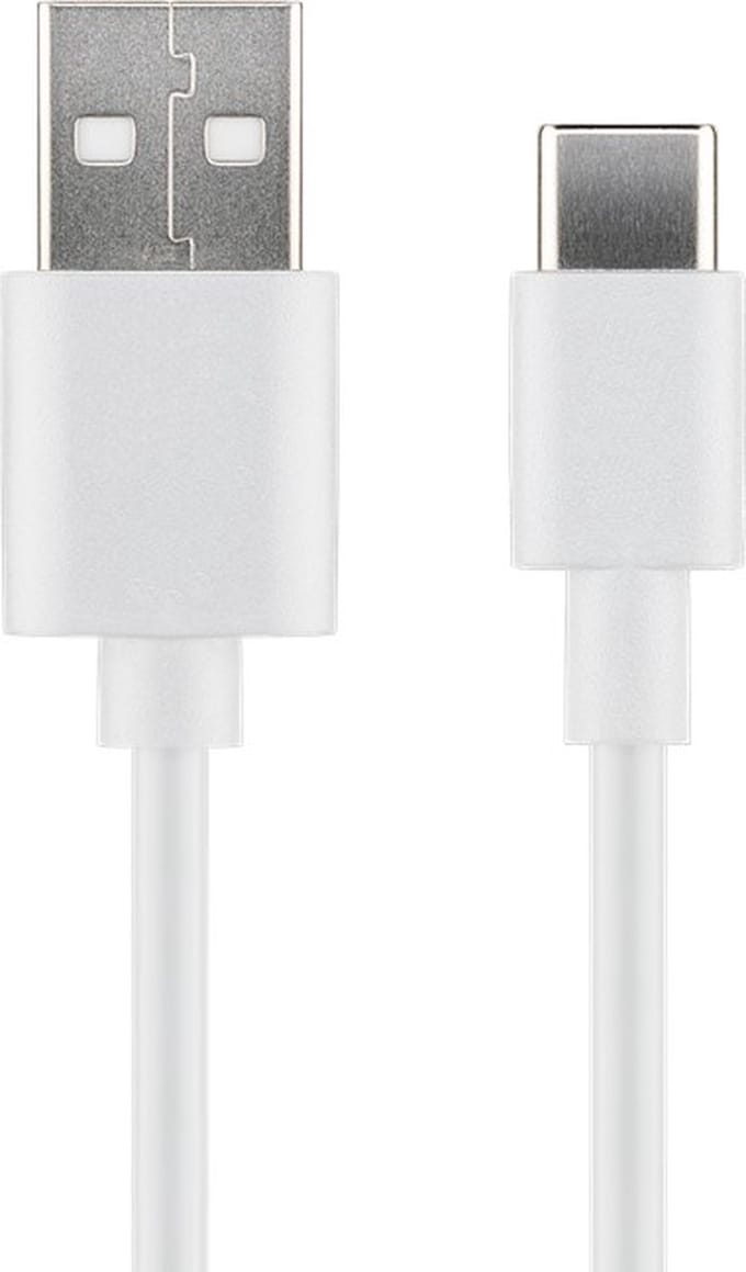 Powteq - 2 meter premium USB A naar USB C kabel - Wit - USB 2.0