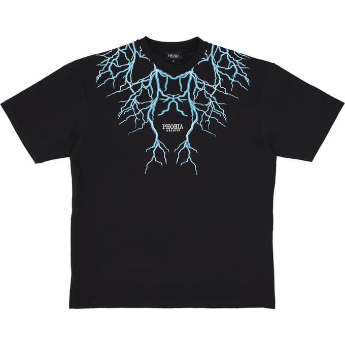 Heren Lightning Tee Zwart/lichtblauw T-shirt