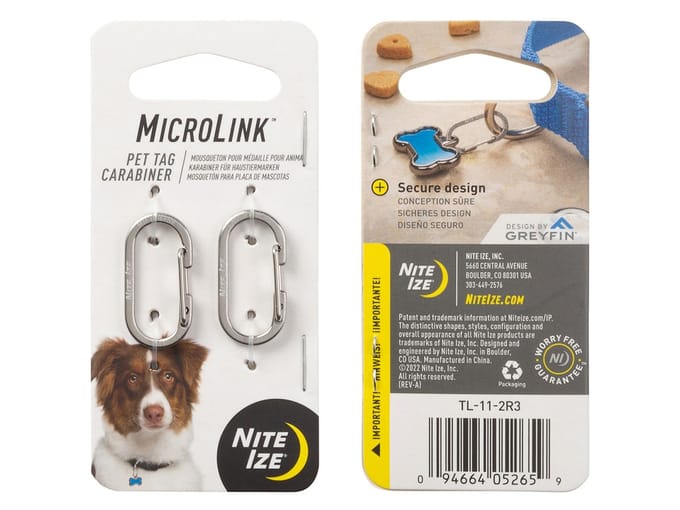 Nite Ize MicroLink Pet Tag Karabijnhaak 2-Pack Zilver