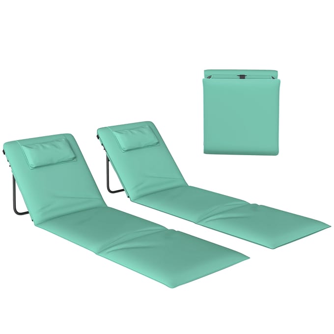 Outsunny 2 opvouwbare strandmatten met verstelbare rugleuning Green