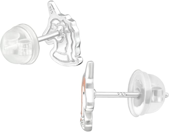 Premium Kinder-Oorbellen Einhorn aus Sterling Silber mit Kristall und Epoxidharz