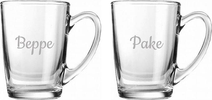Gegraveerde Theeglas 32cl Pake & Beppe