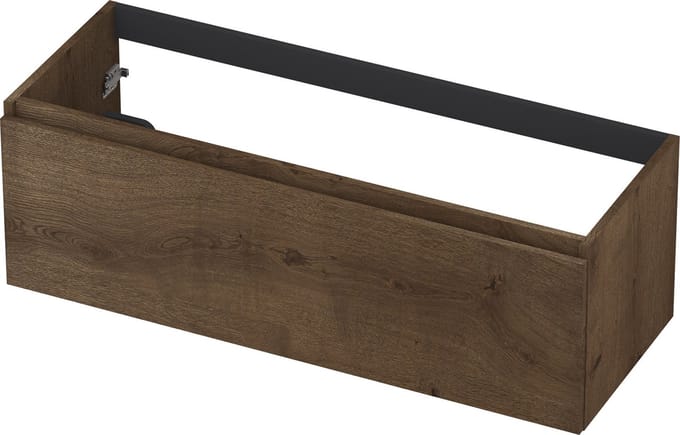 INK® wastafelonderkast 1 lade greeploos fineer eiken 120x40x45cm, chocolate