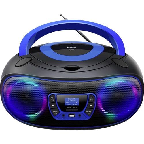 Denver TDB-212BU Radio/CD-speler DAB+, DAB, FM AUX, USB, Bluetooth, CD Sfeerverlichting, Incl. luidspreker Zwart, Blauw