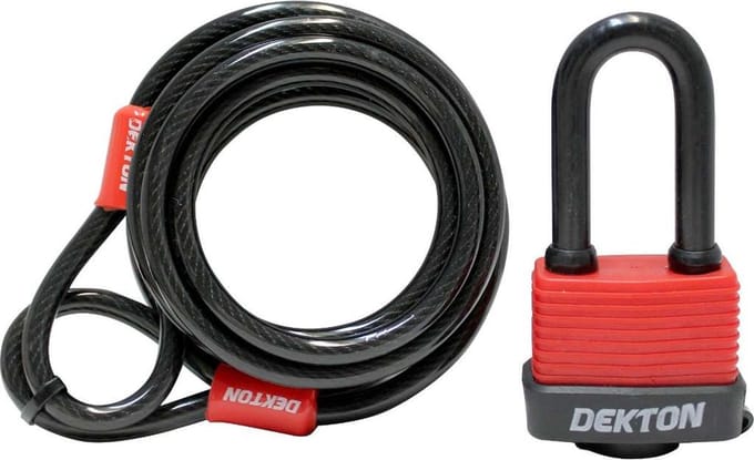 Staalkabel met waterproof Hangslot, PVC gecoated 2.5 m lang 8 mm dik