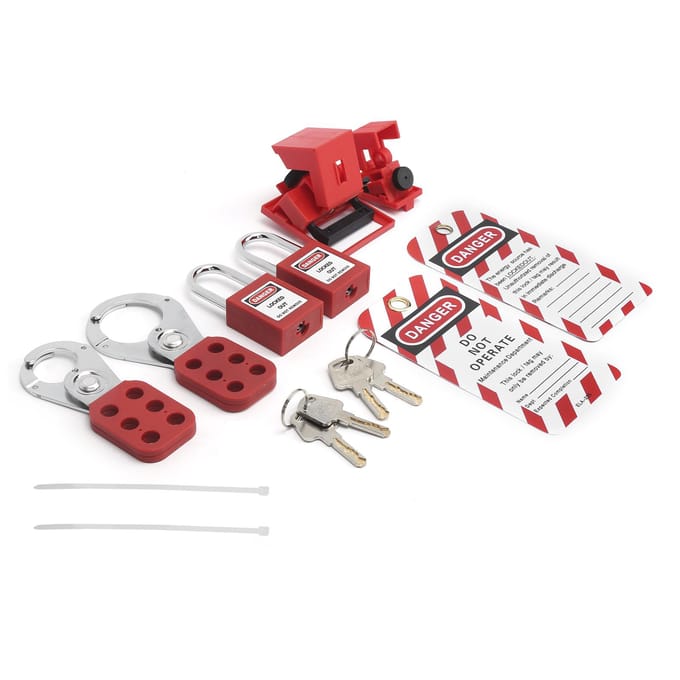 Lockout Tagout Kit Multifunctioneel met Hasp Waarschuwingslabel Veiligheid Rood Hangslot Draagbaar red