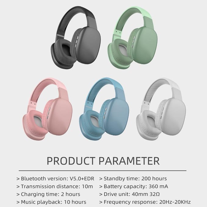 PG02 Hoofdtelefoon Bluetooth Ruisonderdrukking Headset Draadloze HiFi Stereo TYPE-C Opvouwbare Hoofdtelefoon met Microfoon zilver