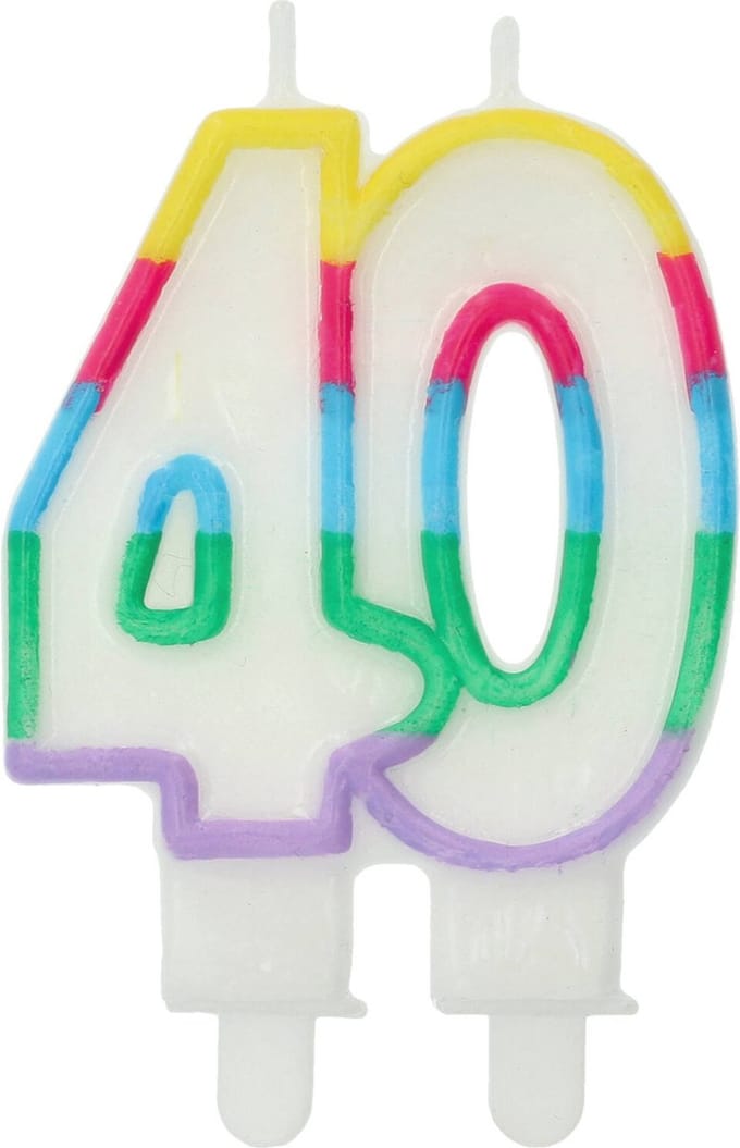 Folat - Kaars Colorblock Cijfer 40 (7,5 x 6cm)