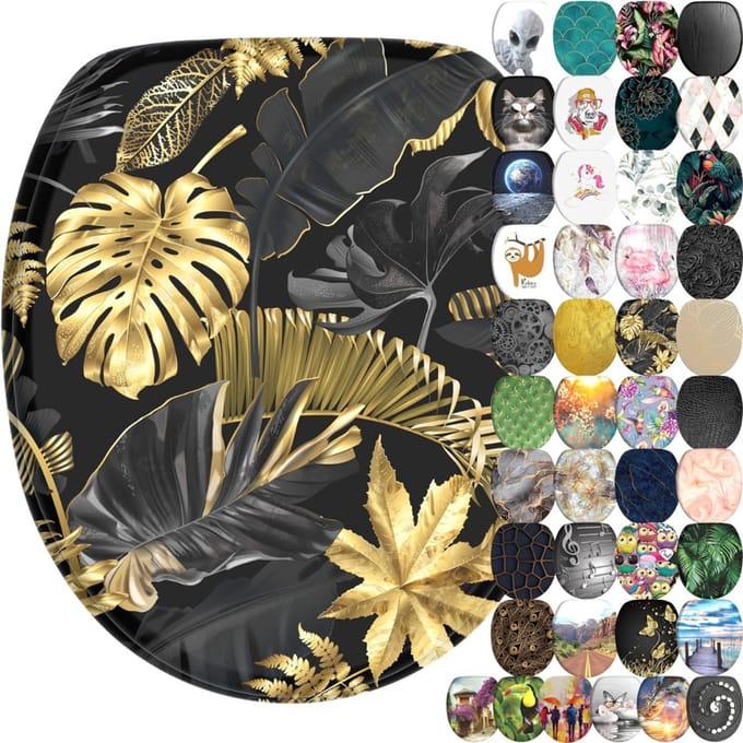 SCH® WC Bril met Print - WC Bril - Goud/Zwart - ‎47cm x 38cm x 3cm