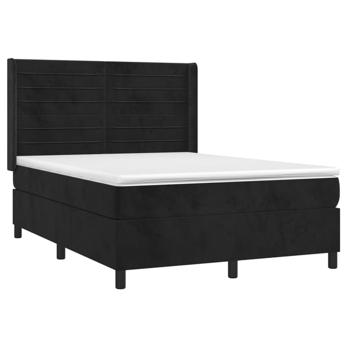 vidaXL - Boxspring - met - matras - fluweel - zwart - 140x200 - cm