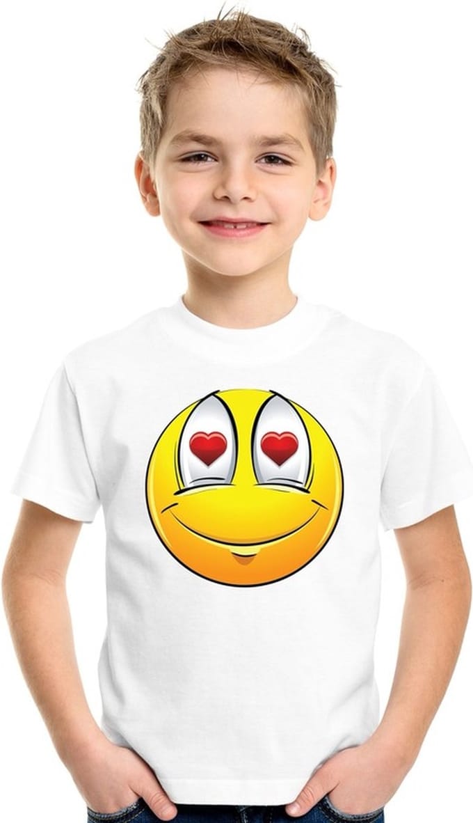 emoticon/ emoticon t-shirt verliefd wit kinderen 146/152