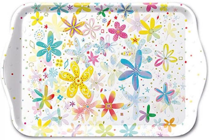 Tray Melamine 13x21cm Fancy Flowers