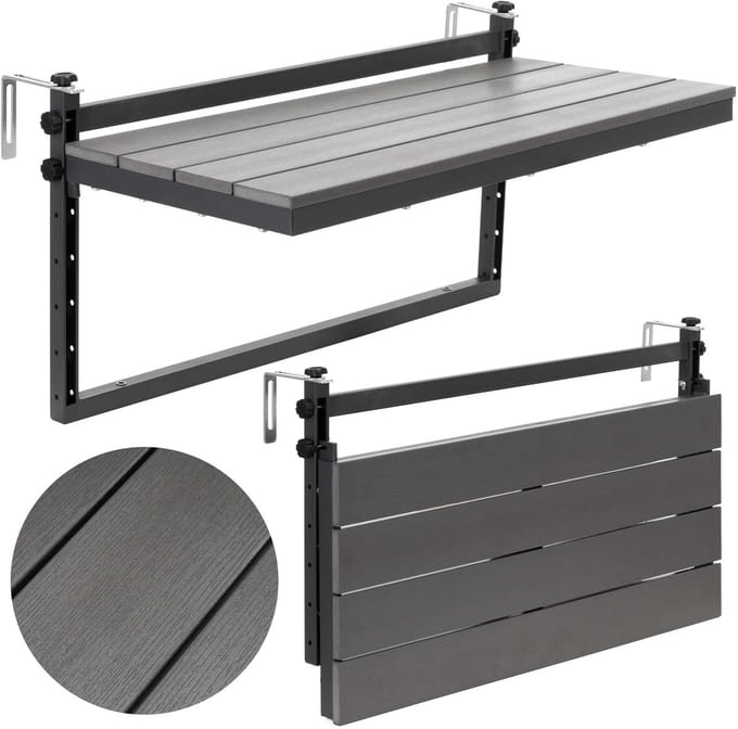 Springos Balkontafel - Opvouwbaar - Verstelbaar - 80x37 cm - 20 KG