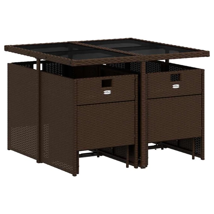 vidaXL - 9-delige - Tuinset - met - kussens - poly - rattan - bruin