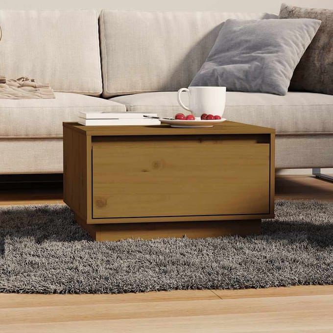 vidaXL - Salontafel - 55x56x32 - cm - massief - grenenhout - honingbruin