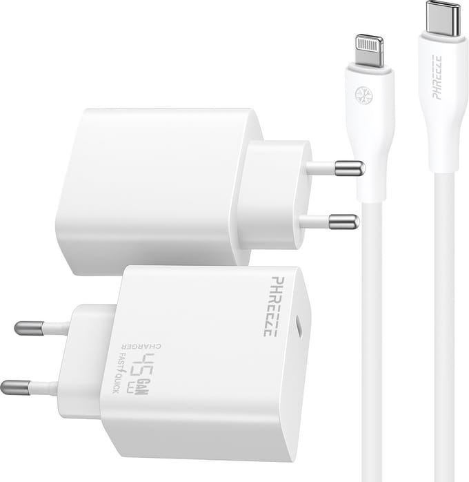 Phreeze usb C oplader met kabel geschikt voor iPhone en iPad met Lightning kabel - Power Delivery snellader