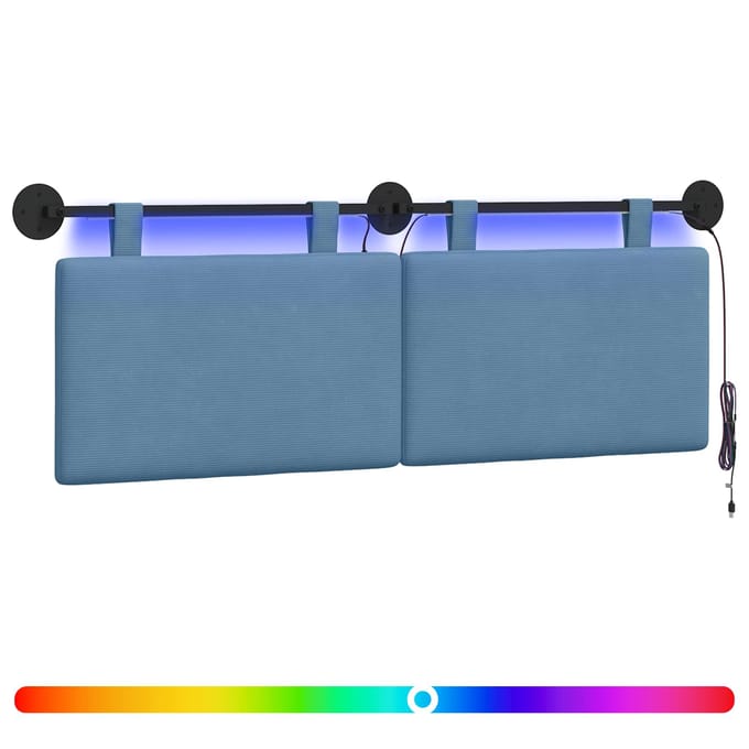 vidaXL - Hangend - hoofdbord - Blauw - Corduroy - stof