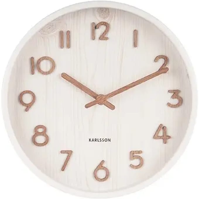 Karlsson Wandklok Pure - Wit lindehout - Small - Ø22cm - Scandinavisch