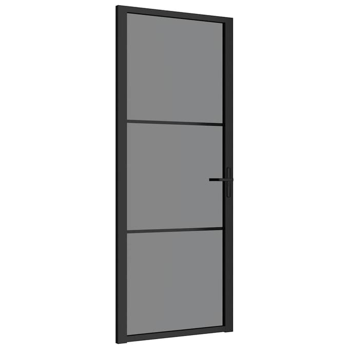 vidaXL - Binnendeur - 83x201,5 - cm - ESG-glas - en - aluminium - zwart
