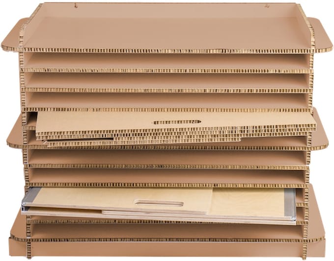 Kartonnen study buddy opbergkast - Concentratieschermen opbergkast - Kartent