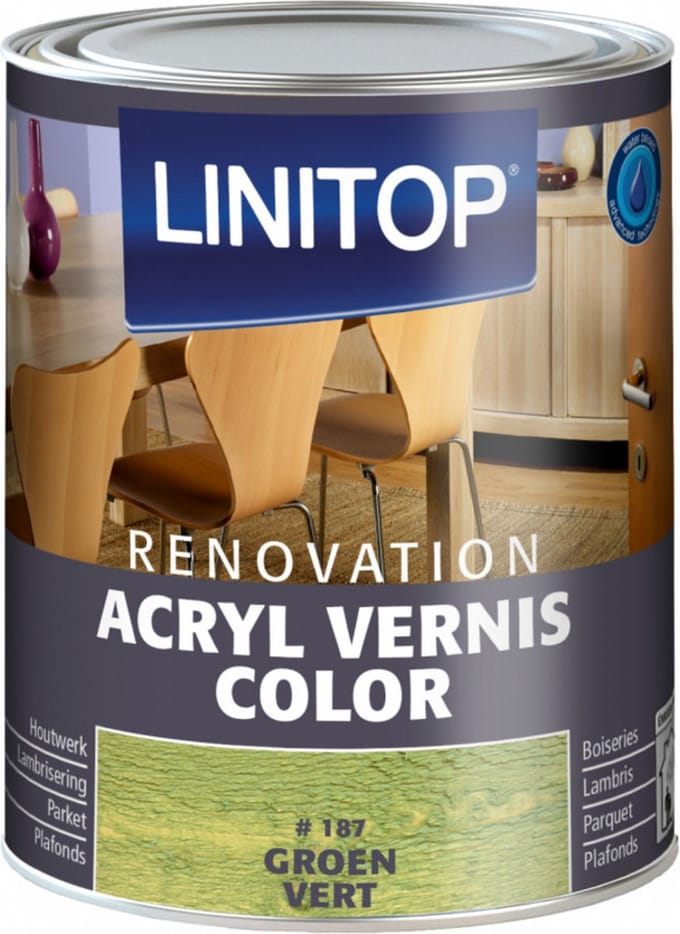 Linitop Renovation vernis acryl zijdeglans 0,75l groen #187