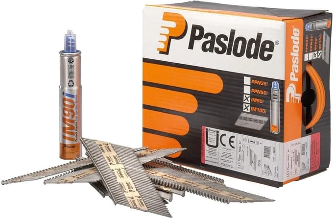 Paslode stripspijker ring RVS 2.8 x 55mm inclusief gas IM90 doos met 1100 spijkers