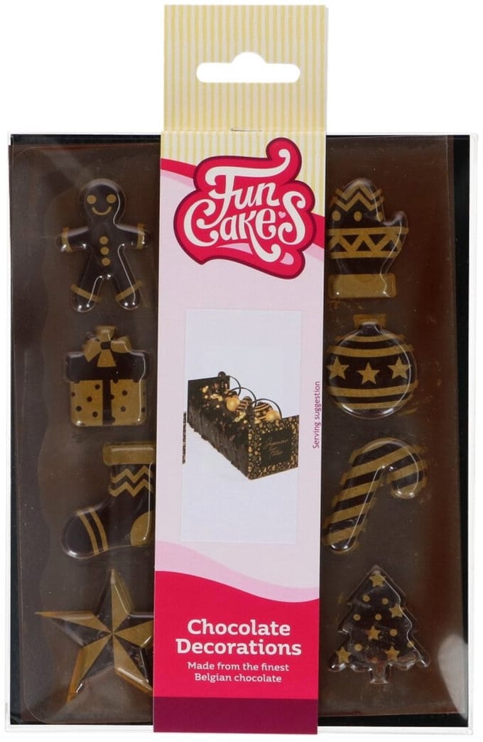 FunCakes Chocolade Decoraties - Kerst - Figuren Goud - Set/12