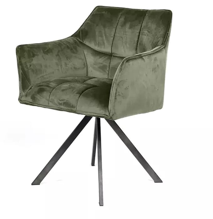 AnLi Style Armstoel raster draaibaar - groen velours - set van 2