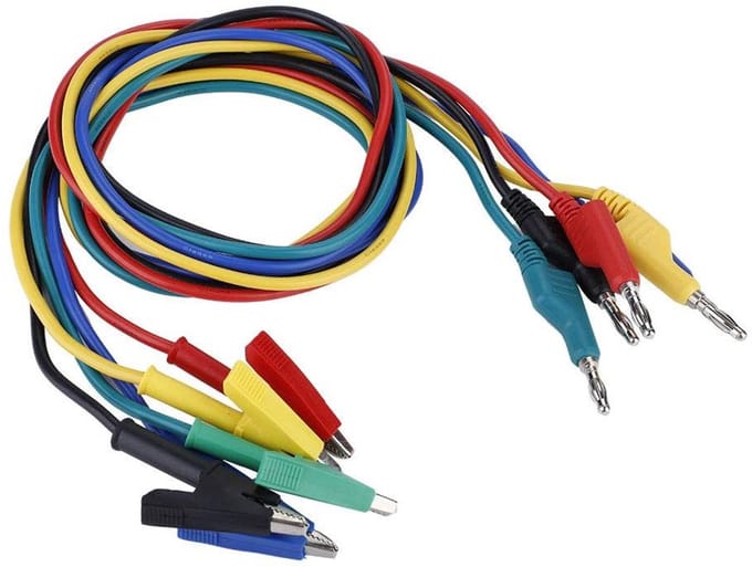 Meetsnoeren Set - Testkabels Krokodillenklem - Elektrisch Testen - Geïsoleerde Stekkers - 1 Meter - Multicolor
