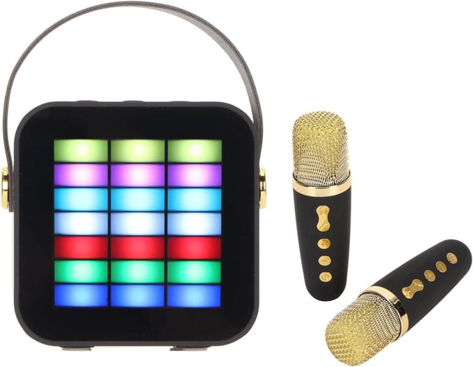 Karaoke Machine - Draagbare Luidspreker - Feest Muziek - Met 2 Microfoons - 17 x 16 x 8 cm