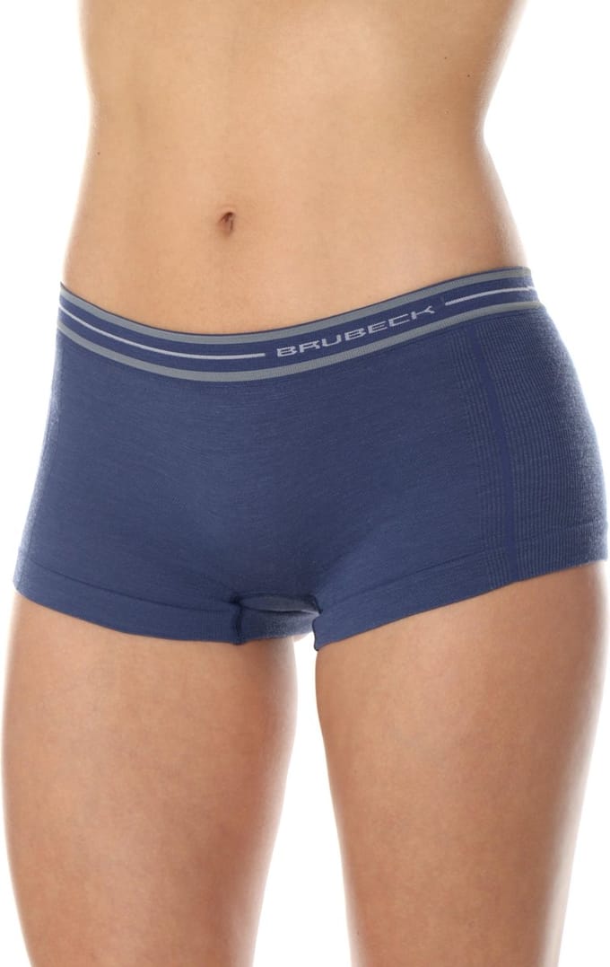 Brubeck | Active Wool - Dames Thermo  Boxershort met Merino Wol - Naadloos - Jeansblauw XL