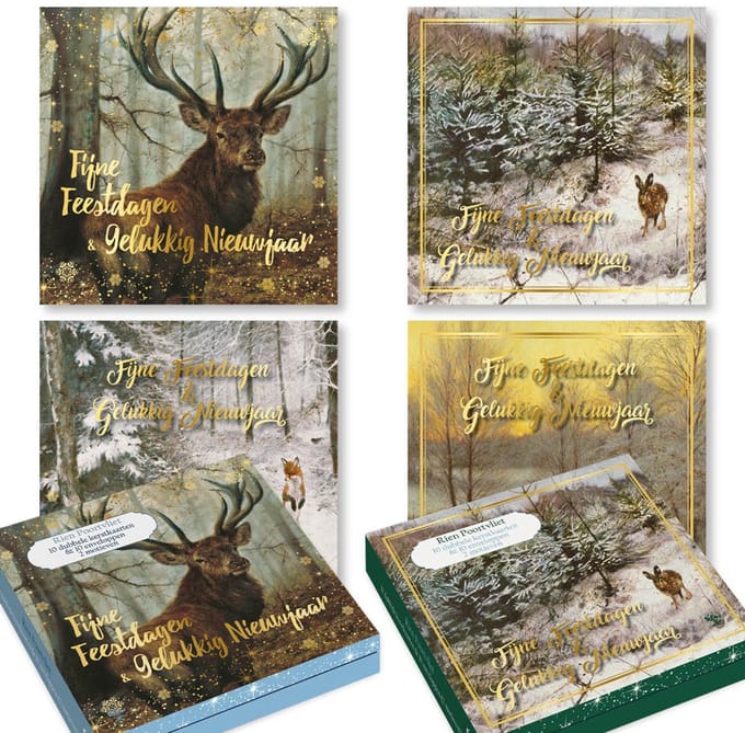 Rien Poortvliet Natuur kerstkaarten - set 3