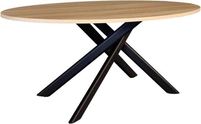 Eettafel ovaal - Eetkamertafel - Samen eten - Stijlvol onderstel - 180cm lang - Lichtbruin