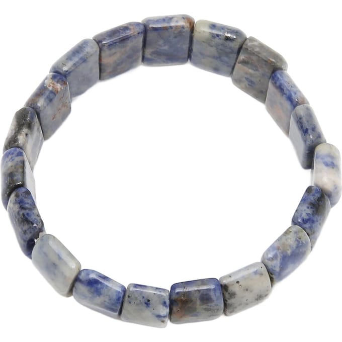 Kralen Armband Natuursteen Eenvoudig Elastisch Platte Buisvorm Blauwe Stip Gemengde Kleur Sieraden gray