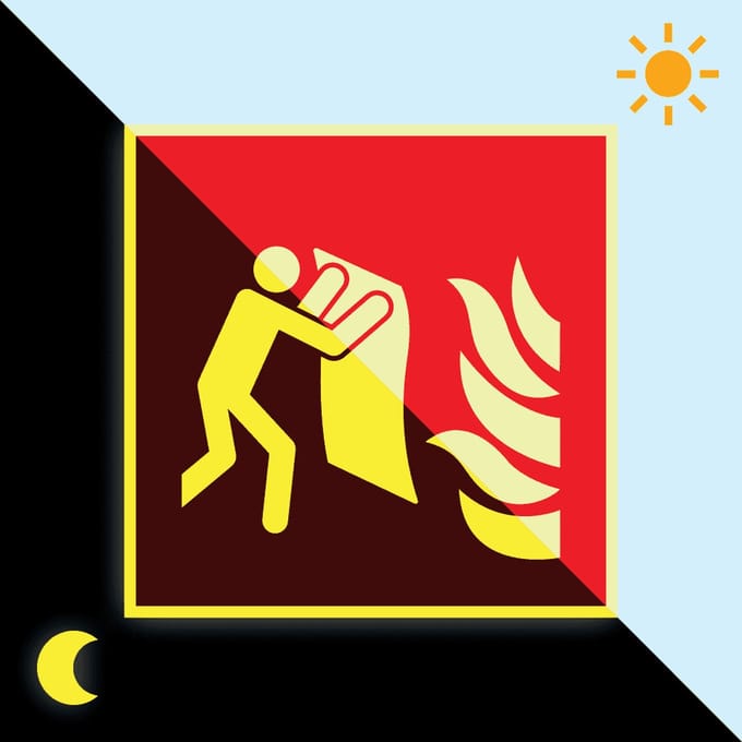 Extra lichtgevende blusdeken sticker, F016 200 x 200 mm