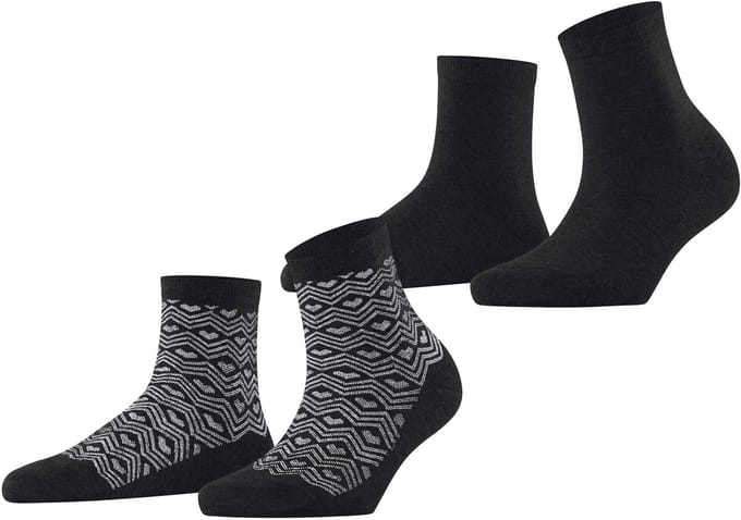 Esprit Heart Pattern 2-Pack gedessineerd katoen multipack sokken dames veelkleurig - maat 35-38