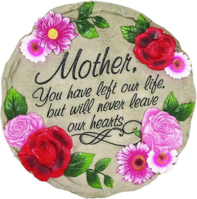 Moeder Stepping Stone - Herdenkingssteen Tuin - Tuin Decoratie - Met Liefdevolle Tekst - 24 cm Rond - Meerkleurig