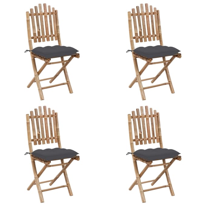 vidaXL - 5-delige - Tuinset - inklapbaar - met - kussens - bamboe