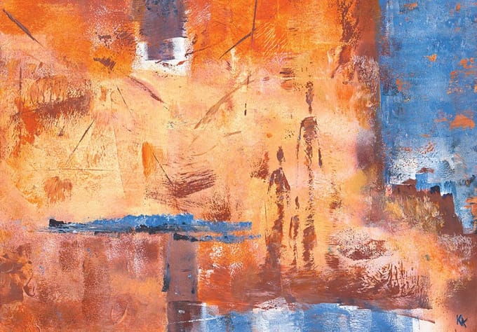 Kunstdruk Kirsti Sarikaya - Kerzenmenschen I 100x70cm