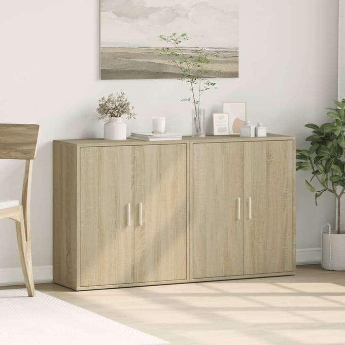 vidaXL - Dressoirs - 2 - st - 60x31x70 - cm - bewerkt - hout - sonoma - eikenkleurig