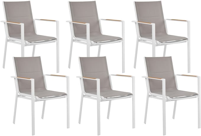 BUSSETO - Tuinstoel set van 6 - Grijs - Aluminium