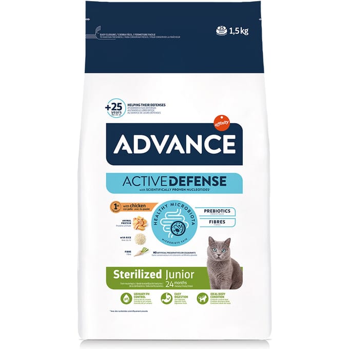 Dubbelpak: 2x1,5kg Advance Sterilized Junior met kip droog kattenvoer
