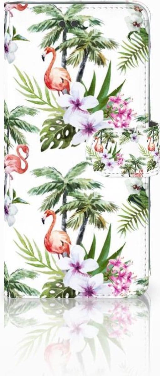 Apple iPhone 7 Plus | 8 Plus Telefoonhoesje met Pasjes Flamingo Palms