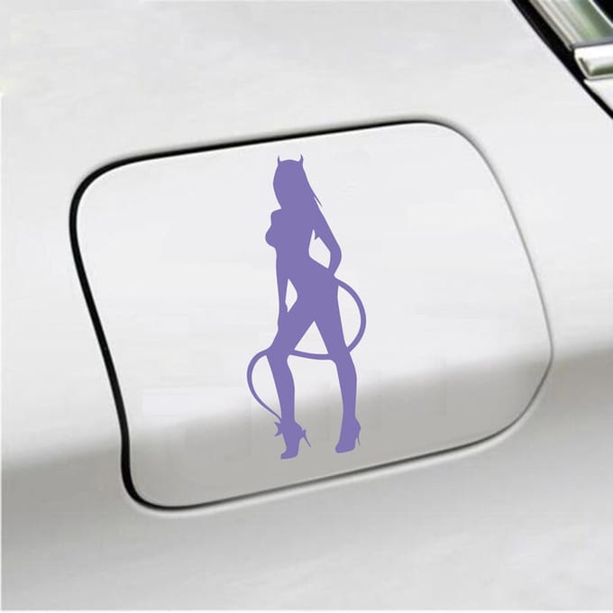 Bumpersticker - Vrouw Duivel - 7 X 16,5 - Paars