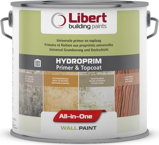 Libert Hydroprim – Isolerende Primer & Afwerkingslaag – 2-in-1 – Binnenmuurverf – Wit – 10L