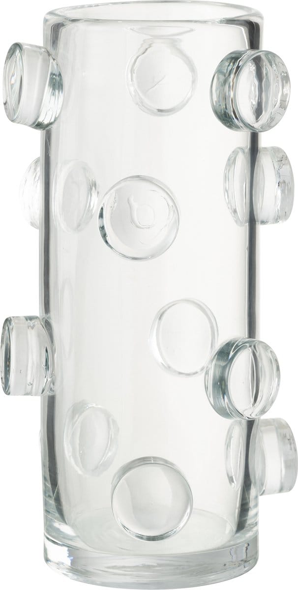 J-Line vaas Pebbles - glas - transparant - large - 36 cm hoog