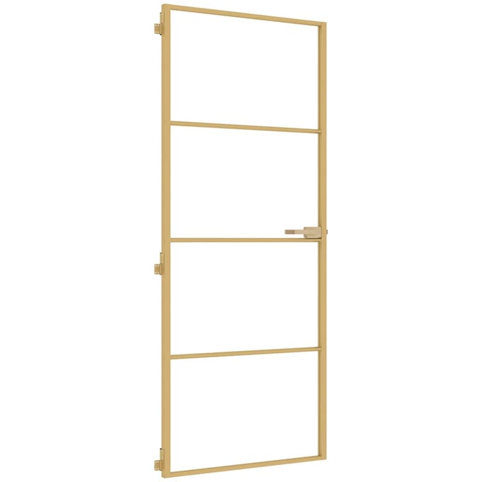vidaXL - Binnendeur - smal - 83x201,5 - cm - gehard - glas - en - aluminium - goudkleur