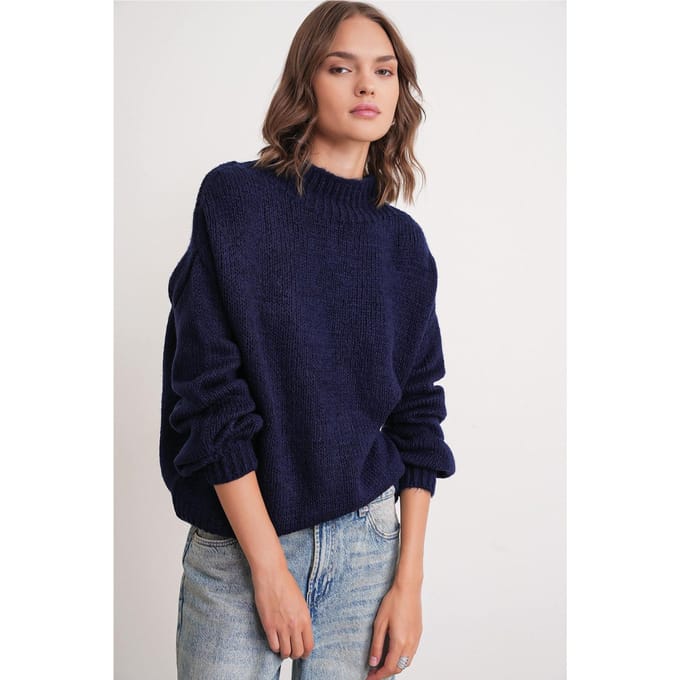 Losse Pasvorm Crew Neck Dikke Brei Trui